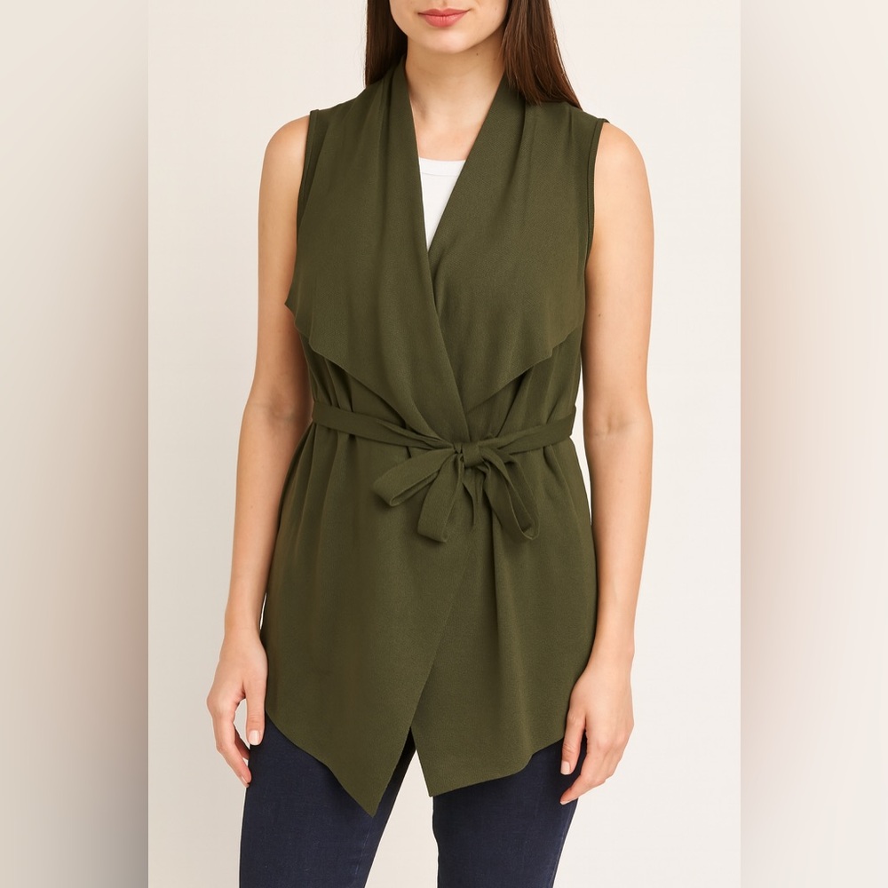 Olive Green Sleeveless Wrap Vest